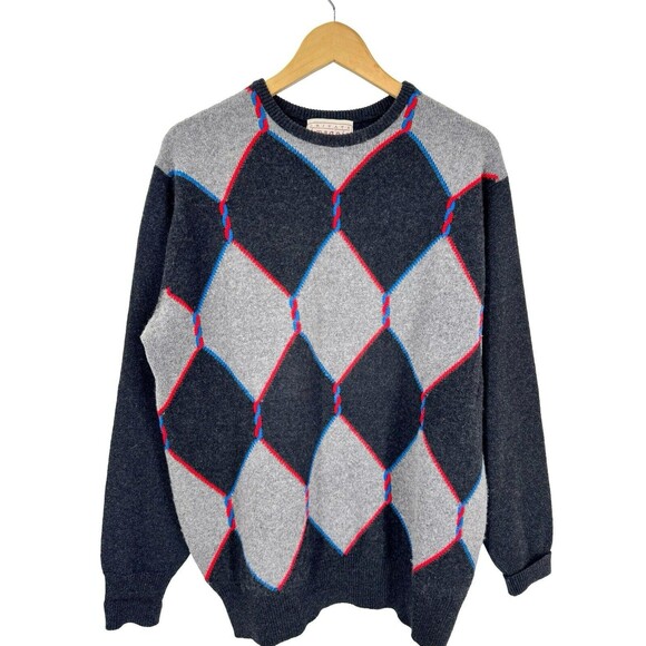 I Magnin Other - I Magnin VTG Amazing Thick Plush Cashmere Argyle Sweater Made In Scotland